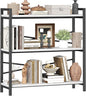 Book Shelf, 3 Tier Bookshelf 31.49" Width, Book Shelf Storage and Organization, Wooden and Metal Industrial Bookcase, Large Book Shelves for Home Living Room Bedroom Office Storage(White)