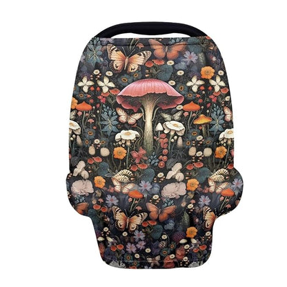 LedBack Butterfly Mushroom Stretchy Car Seat Cover for Babies,Nursing Cover Breastfeeding Cover,Soft Breathable Baby Carseat Canopy