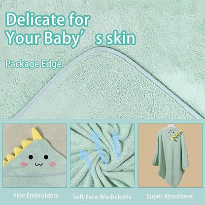 Baby Hooded Towels,31 x 31 in Baby Washcloths, Infant Super Soft Baby Bath Towels with Hood for Toddlers1-3,Highly Absorbent Viscose Hooded Towel for Boys, Girls, Newborn Essentials
