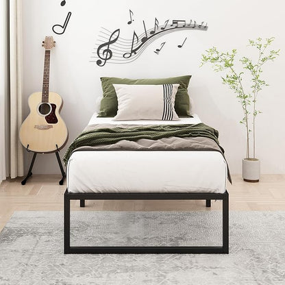 12 Inch Twin Size Bed Frames Heavy Duty Metal Twin Platform Bed Frame No Box Spring Needed, Noise Free, Easy Assembly, Black