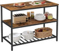 VASAGLE Kitchen Island with 3 Shelves, 47.2 Inches Width Kitchen Shelf with Large Worktop, Stable Steel Structure, Industrial, Easy to Assemble, Rustic Brown and Black UKKI01BX