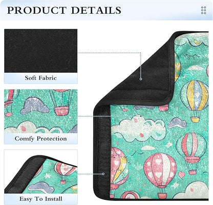 CHIFIGNO Hot Air Balloons and Clouds Turquoise Seat Belt Cover Pack of 2 Car Seat Strap Pads Soft Shoulder Strap Covers for Adults Kids