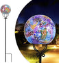 Solar Lights Outdoor Decorative Solar Mosaic Garden Stakes Cracked Glass Decorative Waterproof Outdoor Lights for Landscape Patio Yard Walkway Decoration Multi