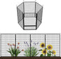 Decorative Garden Fence with Gate 50 in(H) x 15.4 ft(L) 6 Panels, Heavy Duty Metal Animal Barrier Fence for Yard, Flower Bed Fencing, Garden Border Fence, Easy Set Up, Black