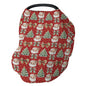 Christmas Santa Trees Car Seats Cover for Babies Santa Claus Red Green Bows Stretchy 5-in-1 Cover Adjustable Car Canopy Cover Winter Holiday Breathable Nursing Cover-Up