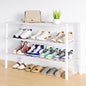 Smiry Shoe Rack, 3 Tier Long Bamboo Shoe Organizer, Stackable Free Standing Wooden Shoe Storage Shelf for Closet, Entryway, Front Door Entrance, White
