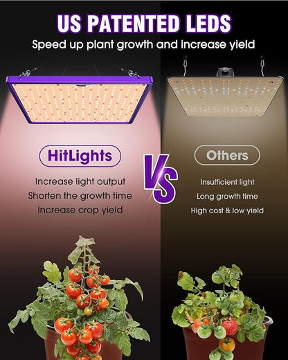 HitLight LED Grow light with 288 US Patented LEDs, 2x2ft Coverage Dimmable Full Spectrum Plant Grow Lights for Indoor Plants Seeding Veg Flower Greenhouse Sunlike Growing Lamps, UL-Listed Driver, 120W