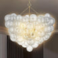 Mid Century Bubble Ball Chandeliers Dia 36 Inch Decorative Lights Swirled Ribbed Glass Clear Blown Glass Globe Chandelier Large Pendant Light Fixture for Bedroom Dining Room Over Table
