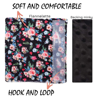 Baby Car Seat Belt Covers for Boys and Girls, Car Seat Straps Shoulder Pads, Soft Car Seat Neck Cover, Mink Seat Belt Protectors for Car Seats, Floral Stroller Strap Cover for Baby Kids