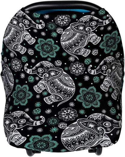 XNN Nursing Cover for Baby Breastfeeding - Car Seat Canopy,Shopping Cart, High Chair, Stroller - All-in-1 Soft Breathable Stretchy 95% Cotton Infinity Nursing Cover Up for Girls, Boys (Elephant)
