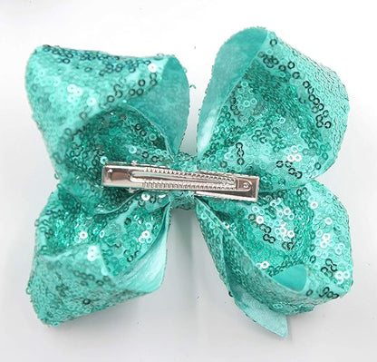 15Pcs Bling 6 Inch Hair Bows Large Big Sparkly Glitter Sequin Bows Alligator Hair Clips for Baby Girls Toddlers Kids Children Teens