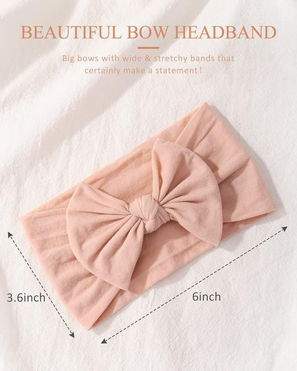 jollybows 12pcs Baby Nylon Headbands With Bow Elastic Hairband For Girls Newborn Infant Toddlers Kids Hair Accessories