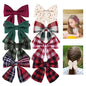 Obeoby Hair Bows with Hair Clips for Girls Toddlers, 8 Pcs Handmade 5" Floral Hair Accessories Red Bow for Kids 2-12 years Stocking Stuffers Christmas Gifts for Baby Teens Birthday School Party