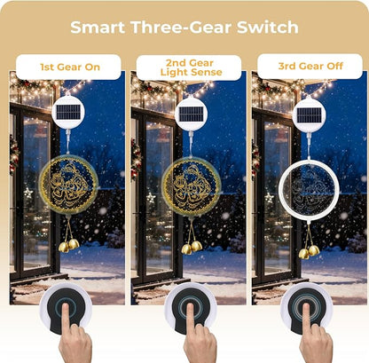 Solar Hanging Lights - Outdoor Indoor Christmas Decorations for Window, Garden, Patio, Porch,Holiday Home Decor, (Jolly Santa)