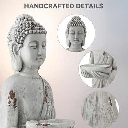 Extra Large Buddha Statue Outdoor, 42 Inch Zen Garden Meditating Buddhas Sculpture, Durable Weatherproof MGO Stone Buddhist Statues Indoor Art Decor for Calm Mind,Patio,Yard,Porch