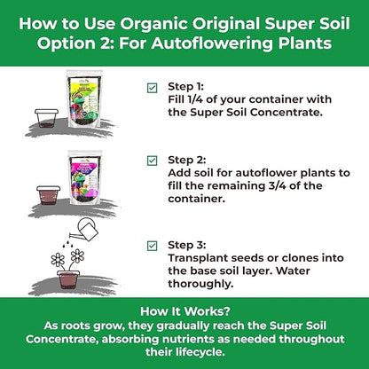 Organic Original Super Soil Concentrate with Mycorrhizae – Living Soil Boosts Roots & Buds for Seeds & Clones - Indoor & Outdoor Growing - Mix 1:4 with Topsoil Potting Soil(4 quarts)
