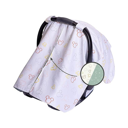 Disney Baby by J.L. Childress Infant Car Seat Canopy - Baby Car Seat Cover for Shade from Sun, Breathable Fabric, Machine Washable, Reversible Design, Universal Fit - Multicolor Mickey Mouse