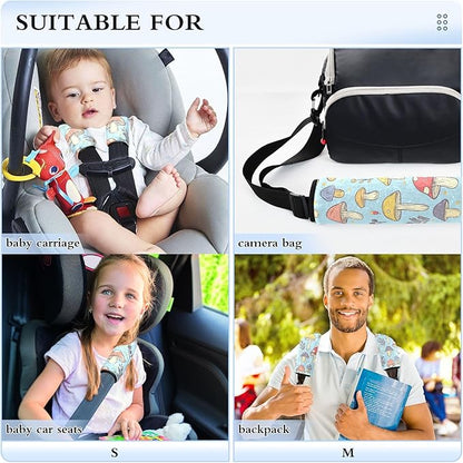 CHIFIGNO Pack of 2 Seat Belt Covers Cute Cartoon Mushrooms Seat Belt Cushion Cover Soft Shoulder Strap Covers Protect Your Neck and Shoulder