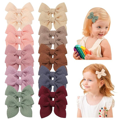 Jollybows 20pcs Baby Hair Bows Clips 2" Mini Fable Alligator Clip Toddler Pigtail Bow Fine Hair Clip Baby Girl Hair Accessories