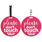 Three Little Tots Two Pack - Pink Please Don't Touch Baby Car Seat and Stroller Signs - CPSIA Safety Tested