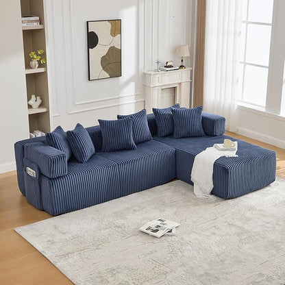 Eafurn DIY Combination Compression Modular Sectional Sofa with Double Chaise Lounge, 146" Oversized U Shaped Boneless Couch with Deep Seat Convertible Sleeper Sofabed w/Throw Pillows