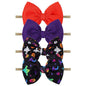 Halloween Baby Knot Ghost Hair Accessories - Headband with Nylon Elastic Bows in Purple and Orange
