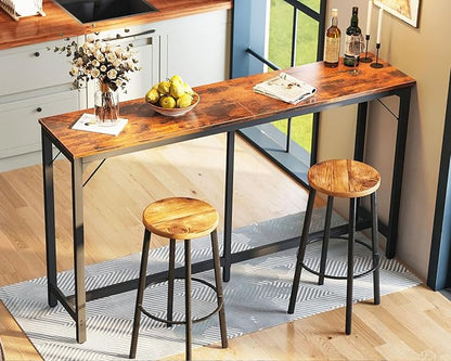 ODK 71 Inch Bar Table, Bar Height Pub Table, Counter Height Bar Table, Rectangular High Top Kitchen & Dining Counter Tables with Sturdy Legs & Easy-to-Clean Top, Rustic Brown