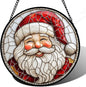 Stained Glass Window Hanging - Red White Santa Claus Suncatcher for Doors Home Christmas Decoration Winter Sun Catcher Thanksgiving New Year Birthday Gifts for Women Men Mom Nana Girl 11.8 in