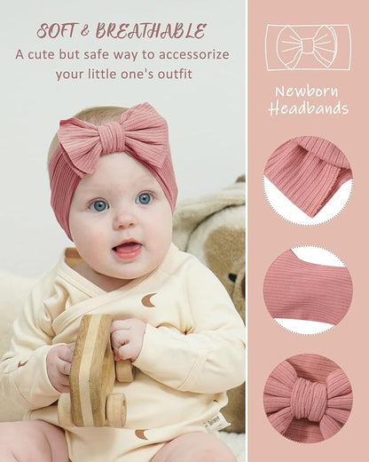 jollybows Baby Headbands, 6pcs Baby Girl Bows Headbands Soft Stretchy Hair Bow Hairbands Hair Accessories for Newborn Infant Toddler Girls Kids