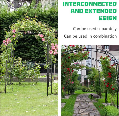 DoCred Large Garden Arch Trellis for Climbing Plants, 87'' H x 59'' L x 47'' W Outdoor Grape Vine Trellises Arch Arbor Gazebo, Grape Trellis for Courtyard and Garden Decoration, Black