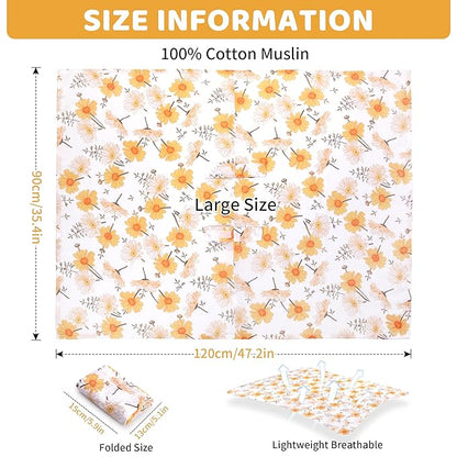 Metplus Car Seat Cover Baby Girl, 100% Muslin Cotton Infant Carseat Covers, Lightweight Breathable Car Seat Canopy, Summer Stroller Sun Shade, Newborn Travel Essentials