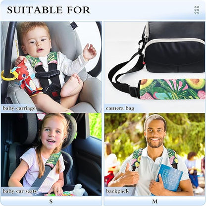 CHIFIGNO Green Avocado and Tropical Leaves Seat Belt Covers 2Pcs Car Seat Strap Pads Comfortable Car Seat Shoulder Protector Protect Your Neck and Shoulder