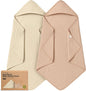 KeaBabies Muslin Hooded Baby Towels for Newborn Girls, Boys - 2-Pack, 30x30 Organic Cotton Baby Bath Towels Hooded, Soft Absorbent, Toddlers, Kids, Infant, Newborn Bath Essentials (Almond, Petite)