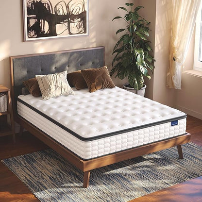 Vesgantti Twin XL Mattress, 10 Inch Hybrid XL Twin Mattress in a Box, Extra Long Pillow Top Twin Mattresses, Foam and Pocket Coils Innerspring Mattresses, Medium Firm Plush Feel