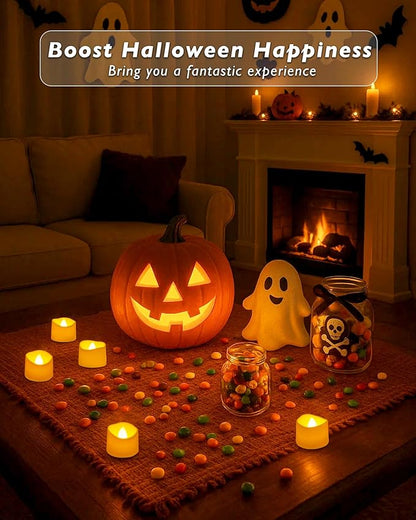 Raycare White 24 Pack Battery Operated Tea Lights, 200+Hour Electric Flickering Flameless Candles, Realistic Votive LED Tea Lights for Wedding Party Table Thanksgiving Christmas Decorations