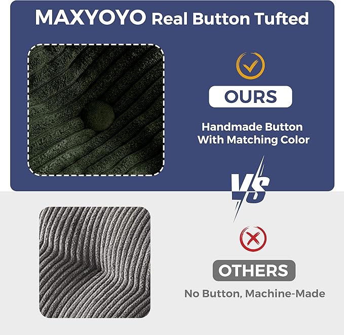 MAXYOYO Bean Bag Chair for Adults, Upholstered Floor Sofa with Armrests, Loveseat Boneless Couch with Tufted Cushion & Backrest, Sofa in A Box, Large Bean Bag Couch for Bedroom Living Room, Green