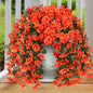 Sggvecsy Artificial Fake Hanging Flowers Plants for Outdoor Outside Spring Summer Decoration 2PCS Faux Silk UV Resistant Realistic Morning Glory Trailing Vines for Home Porch Patio Balcony(Orange)