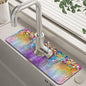 Abstract Watercolor Flowers Dish Drying Mat