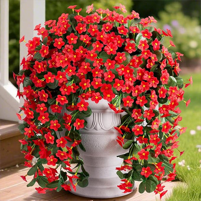 HyeFlora Artificial Fall Fake Hanging Plants Flowers for Outdoor Outside Autumn Decoration, 2 PCS Faux Silk Daisy Mums Red Orchid Long Vines UV Resistant Realistic for Home Indoor Porch Patio Balcony