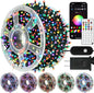 kemooie 164 FT 500 LED Christmas Lights Outdoor, RGB Color Changing Lights with Remote & APP Control, 9 Modes Plug in Green Wire Fairy Lights for Indoor Outdoor Room Garden Christmas Tree Party Decor