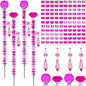Exway 100 PCS DIY Fairy Wand Beaded Garden Stake Beads Kits with Rose Red Large Hole Beads 4 Crystal Stopper Top Threaded Rods and 4 Rose Red Sparkling Crystal Pendants for Outdoor Indoor Decor