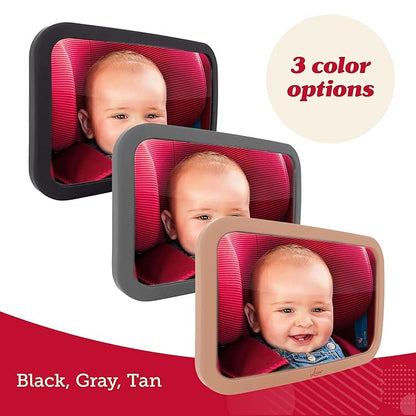 Lusso Gear Baby Car Mirror - Shatter-Resistant Glass & Stable Rear-Facing Headrest Mount - Wide-Angle Baby Mirror for Car Backseat View - Auto Essentials for Babies - 11.5 in, Black