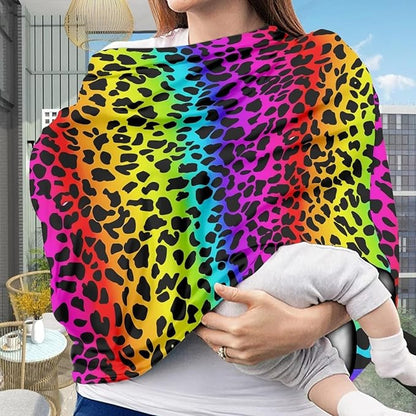 Youngerbaby Leopard Colorful Nursing Cover Carseat Canopy Car Seat Covers for Babies Mom Breastfeeding Scarf Infant Multi Use Cover for Baby Stroller Shopping Cart Feeding High Chair