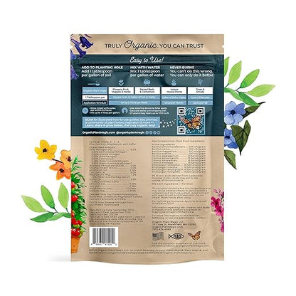 Organic Plant Magic - Truly Organic™ Fast-Acting Water Soluble Plant Food - All-Purpose Fertilizer Concentrate for Flower, Vegetable, Herb, Fruit Tree, Garden & Indoor Houseplants [One 1/2 lb Bag]