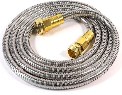 Metal Garden Hose 20 ft – 304 Stainless Steel Water Hose with Brass Fitting, Garden Hoses Flexible, Lightweight, No Kink, Heavy Duty for Outdoor (20 ft)