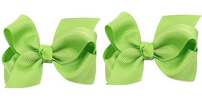 3 Inch Baby Girl Hair Bows Boutique Hair Clip Teens Toddlers Hairpin Headwear - Set of 2 (Light Green)