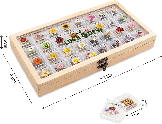 LUSH&DEW Zodiac Garden Seed Bank, 12 Varieties Non-GMO USA-Sourced Heirloom Herb Flower Seeds with Moon Calendar, Gardening Gift for Women Men, Witchcraft Supplies, Earth Sign (Taurus Virgo Capricorn)
