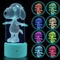Dog Animal 3D Lamp Night Light Touch Table Desk Lamps 7 Color Changing Lights with Acrylic Flat & ABS Base & USB Charger & Remote Controller