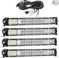 12 Inch LED Light Bar Kits, (4) 12 Inch Slim LED Light Bars, (1) 12V Wiring Harness, (1) Extra 24V Relay, 12V 24V Truck ATV UTV RV Ezgo Golf Cart Tractor Work Lights Waterproof Offroad
