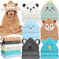SmoothNovelty 6 Pack Baby Hooded Towels Infants and Toddlers Coral Fleece Baby Bath Towels 31.5 x 31.5 Inch Absorbent Cute Soft Newborn Bath Essentials Gifts for Boys & Girls(Multicolor,Elegant)